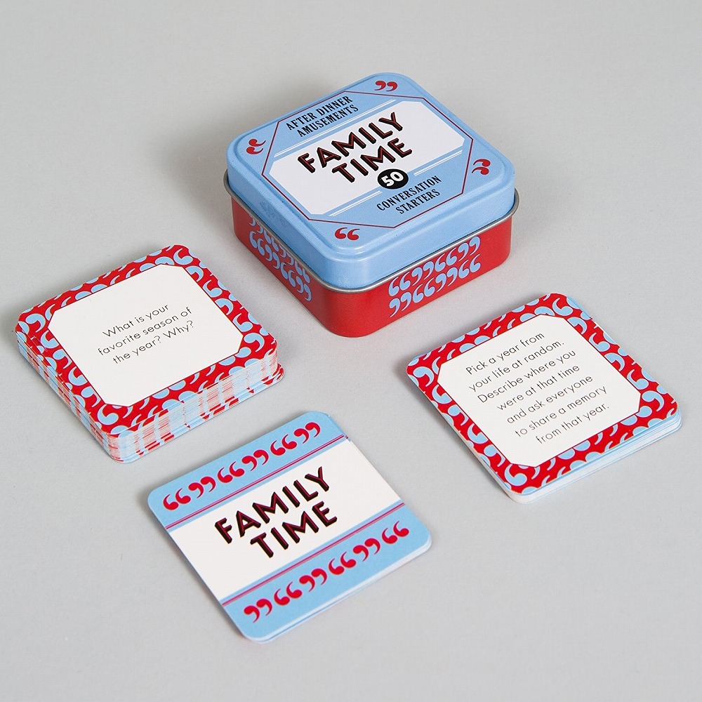 After Dinner Amusements Family Time: 50 Spunti Di Conversazione Per Famiglie – Gioco In Scatola Portatile In Lattina